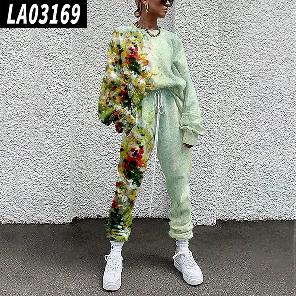 2021 New Women's Digital Printed Grass Pattern Suit Autumn and Winter Clothing