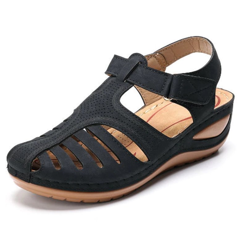 Qengg New Women Casual Sandals Vintage Wedge Fashion Flats Shoes Thick Sole Comfortable Non-Slip Slippers Zapatillas De Mujer
