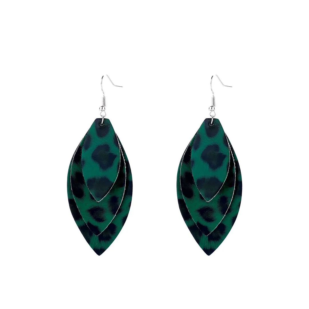 Layered Leopard Leather Earrings