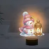 (US Local)Acrylic Double Sided Xmas Snowman 5D Diamond Painting Night Light for Tabletop
