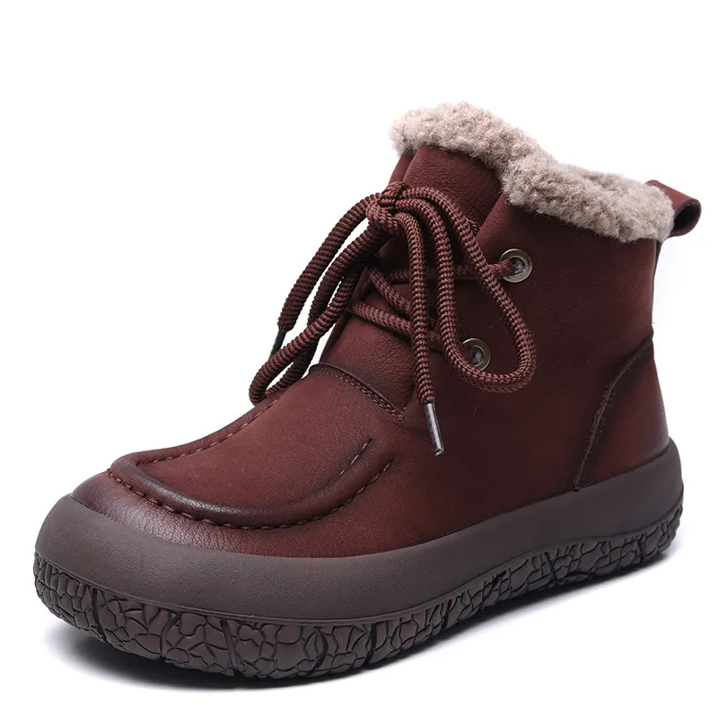 Yyvonne Layer Of Cowfleece Martin Boots Women Winter New Thick-Bottom Leisure Short Boots Warm Plus Cotton Boots