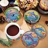 6Pcs/set Diamond Painting Stained Glass Art Bird Coaster Cup Cushion with Rack Cup Pad Decor