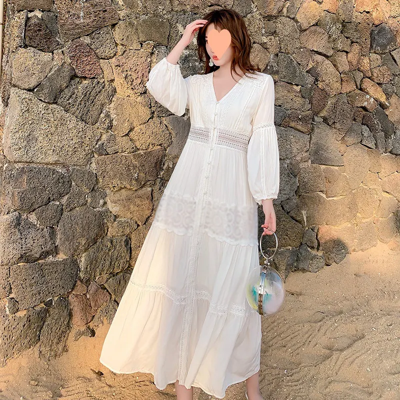 Churchf Churchf White Beach Dress Beach Holiday Dress Dress Super Fairy Sanya Wear Photo Clothes Female Summer