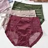 Pearlescent satin paneled mesh briefs