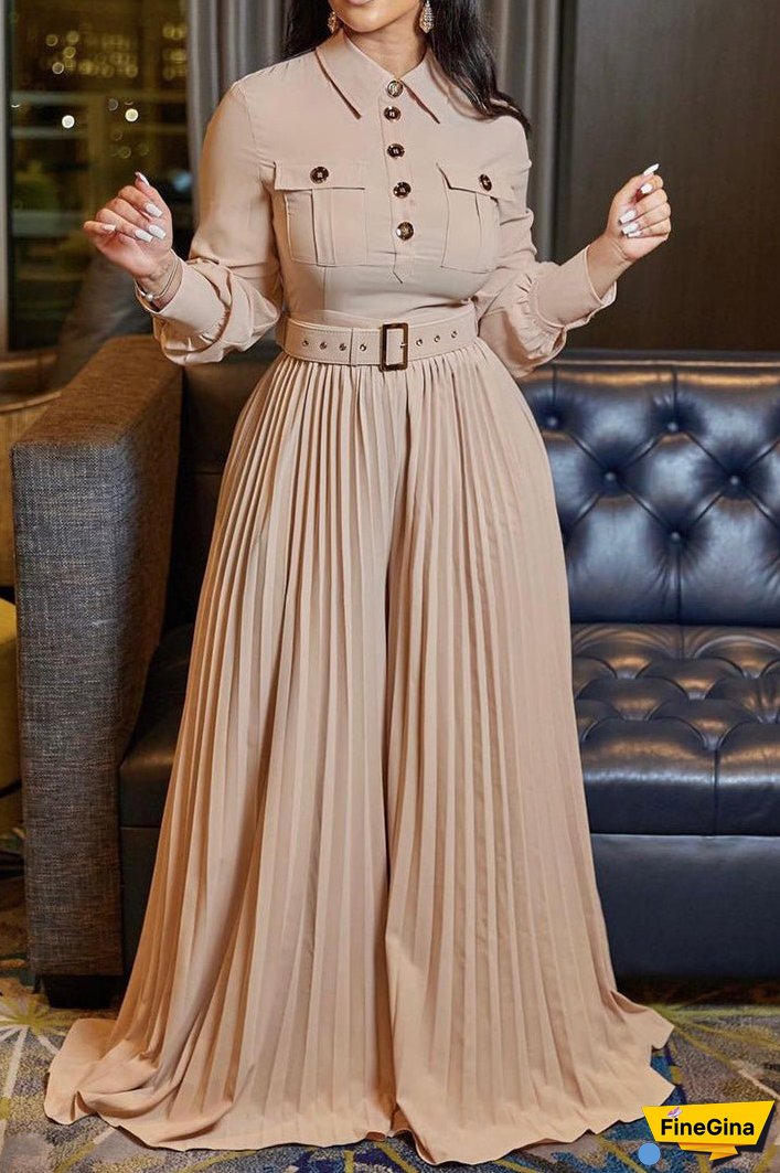 Chic Champagne Long Sleeve Jumpsuit