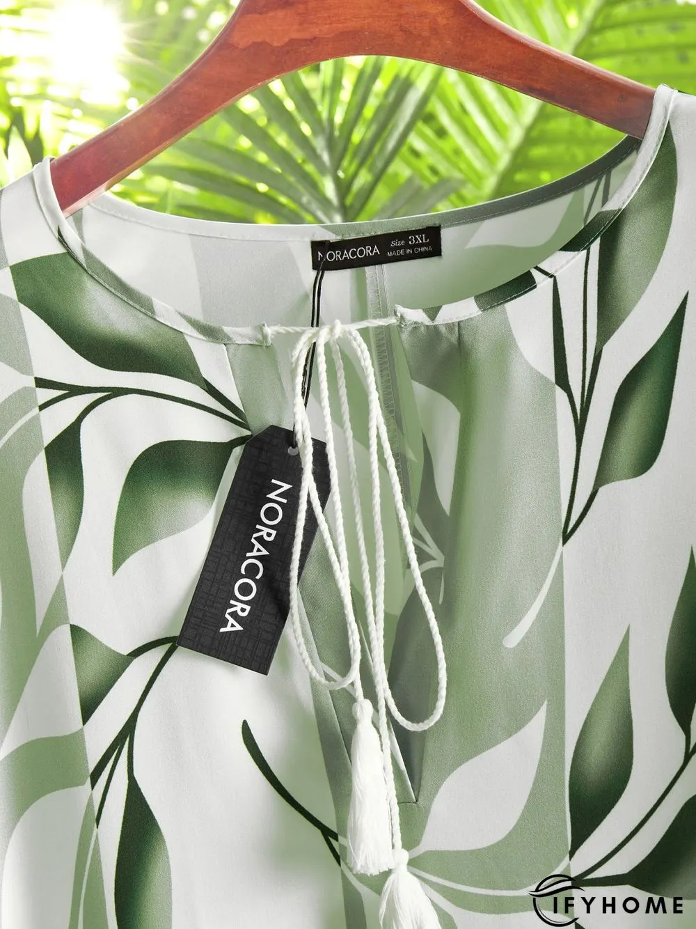 V Neck Leaves Half Sleeve Casual Dress | IFYHOME
