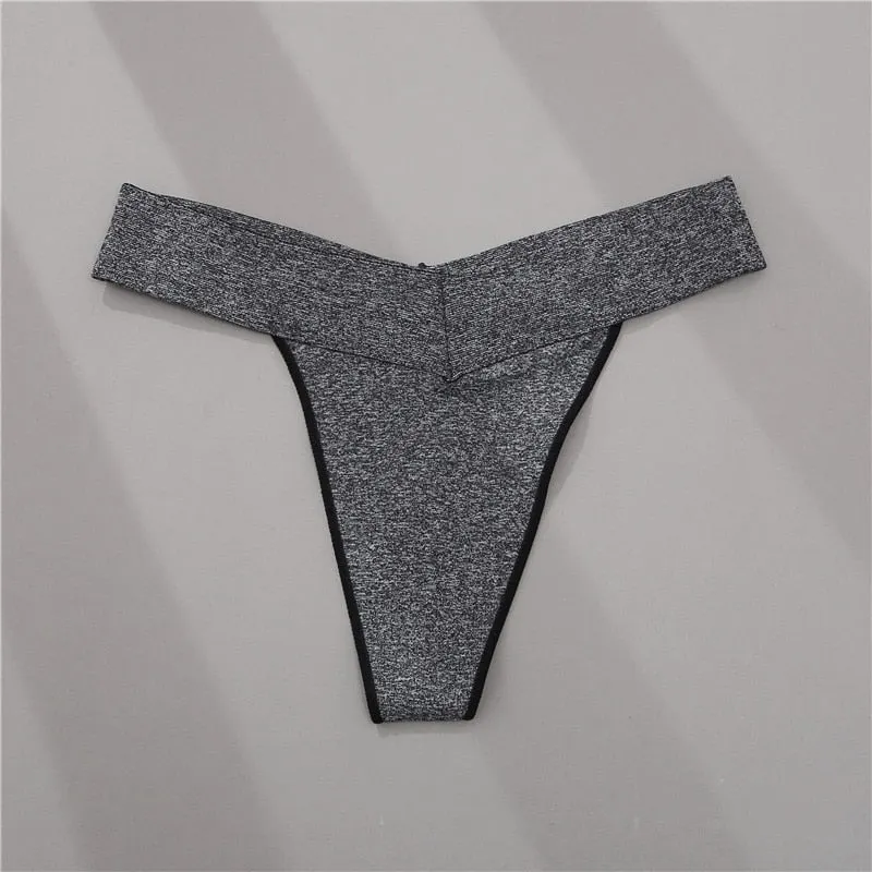 FINETOO Women Thong V Waist G-string 7 Solid Colors Seamless Femme Underwear T-Back Pantys Lingerie Sexy Panties For Girls S-2XL