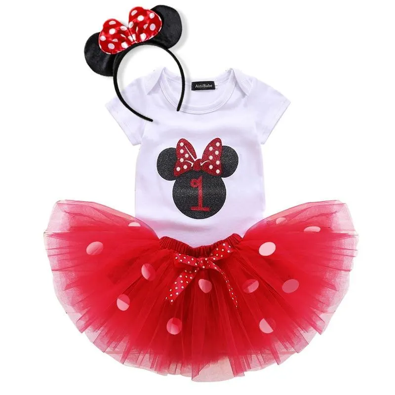 Fantasy 1 2 Year Birthday Baby Girl Dress Summer Girls Dots Clothes Kids Dresses For Girl Party Tutu Tutu Outfits 3pcs Clothing