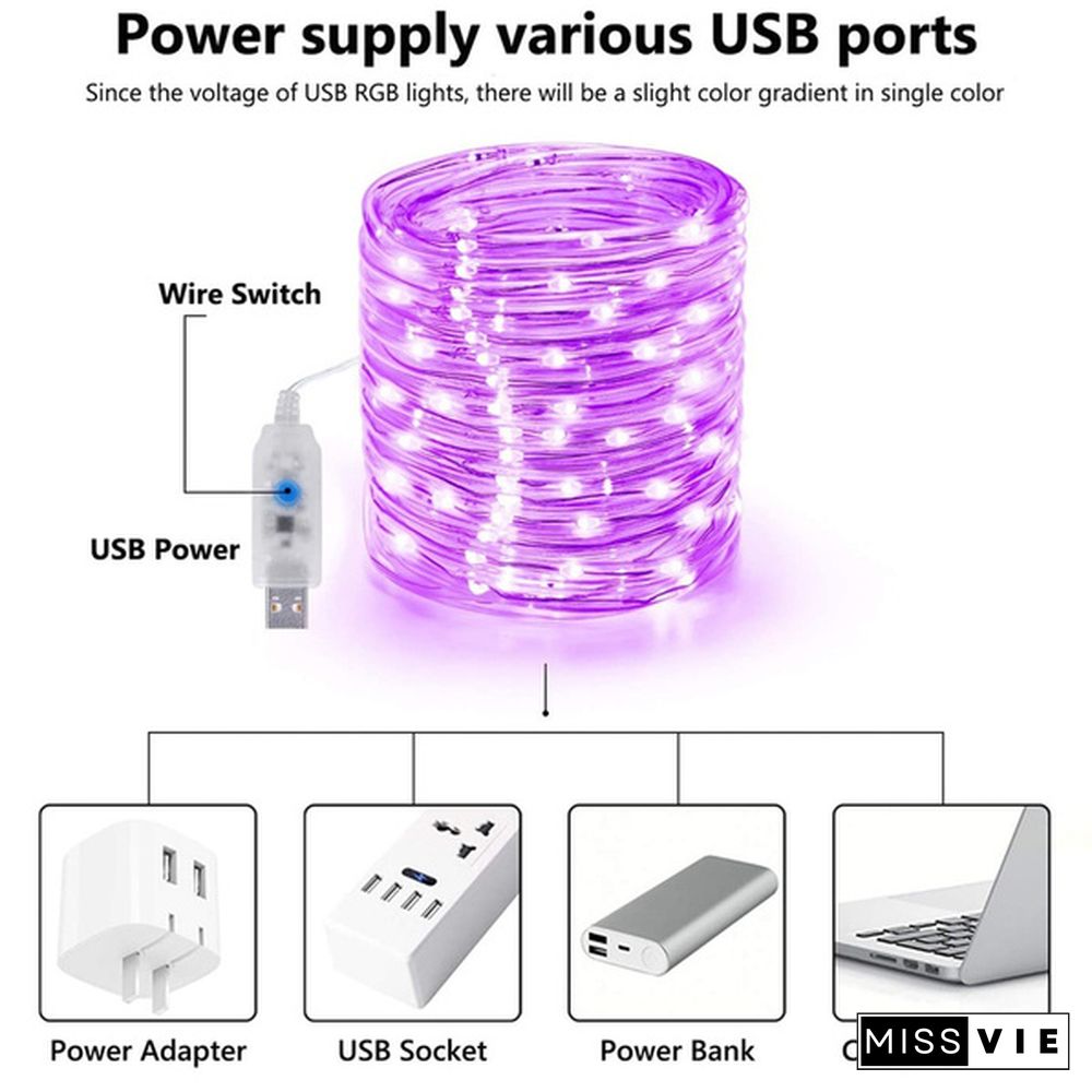 66ft Rope Lights 16 Colors Outdoor String USB Waterproof Fairy Light Remote Control Garden Wedding Christmas Decorations