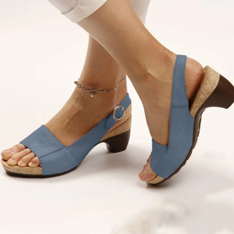 Women's Gladiator Sandals Buckle Strap Woman Chunky Heels Peep Toe Ladies Casual Shoes Female Summer Autumn Fashion Sandals 2022
