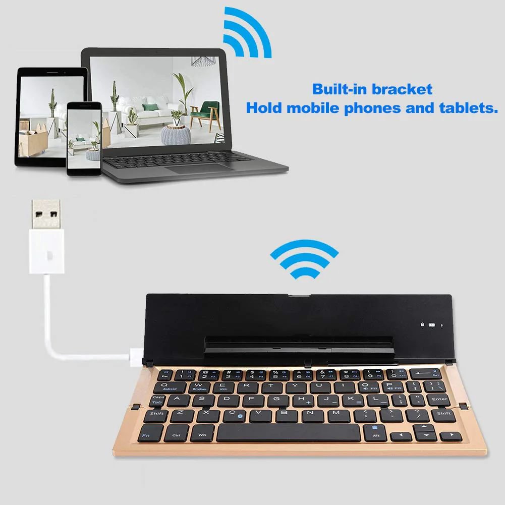 Three Fold Mobile Tablet Aluminum Alloy Bluetooth Keyboard