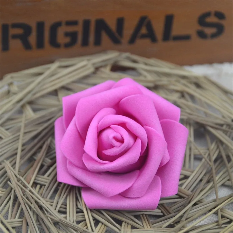 50pcs 6cm Artificial PE Foam Rose Flower Heads For Wedding Home Party Decoration DIY Garland Craft supplies Fake Flowers Ball