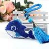  2pcs Mermaid Dolphin DIY Bead Cross Stitch Keychain Beads Embroidery Keyrings