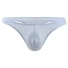 Men's Sexy T-Back Thongs Low Rise Underwear Bulge Pouch Ice Silk Briefs