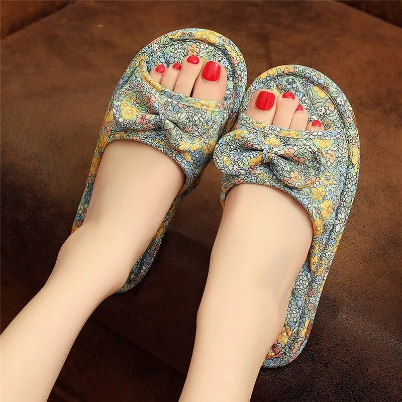 New Silent Women's Slipper Particles Non-Slip House Slippers for Women Soft Bottom Indoor Four Seasons Print Female Slippers
