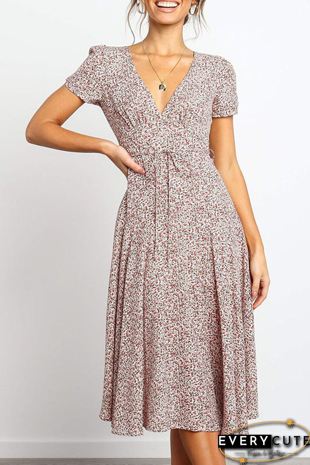 Fashion Sweet Split Joint V Neck A Line Dresses