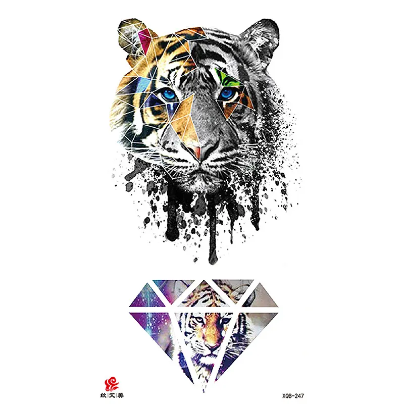 Sdrawing Temporary Sleeve Tatooo Stickers Tiger Lion Elephant Rose Flowertattoo Arm Body Art Fake Tatoo Male Female Black
