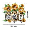 (US Local)Wooden Special Shaped Leopard Print Sunflowers Diamond Art Craft Wall Hooks