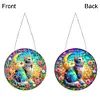 5D Diamond Painting Double Sided Effect  Stained Glass Panel Decorative Home Garden Decoration Hanging Kit(Cat)