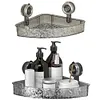 Glacier Pattern Transparent Shower Storage Rack Punch-Free Suction Cup Shelf