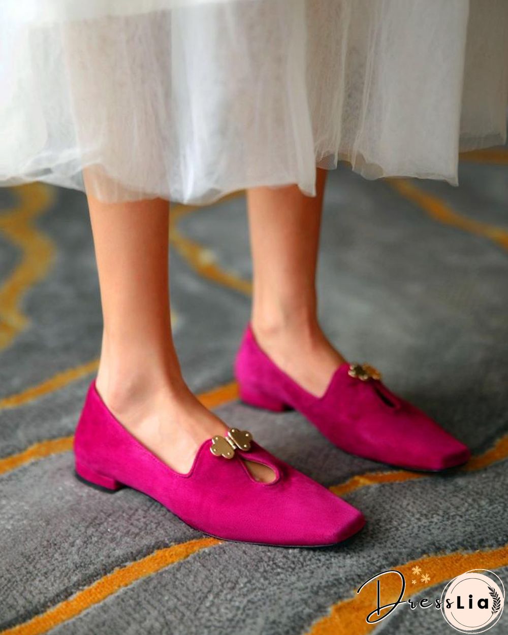 Suede Square Toes Loafers Slip-on