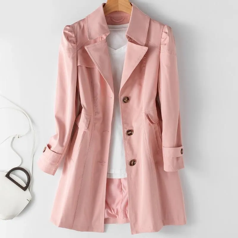 Ailegogo New Women Black Long Trench Coat Casual Female Streetwear Slim Fit Korean Style Coats Single Breasted Outwear