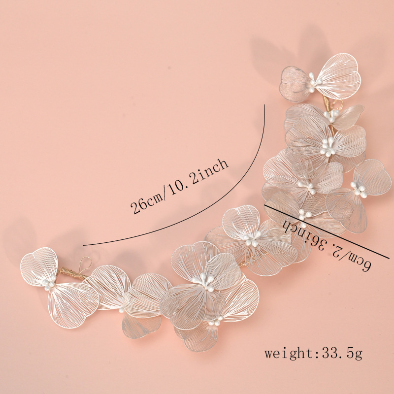 Korean Forest-Inspired Vintage Bridal Hairpiece &ndash; Handmade Floral Lace Headband for Elegant Updos