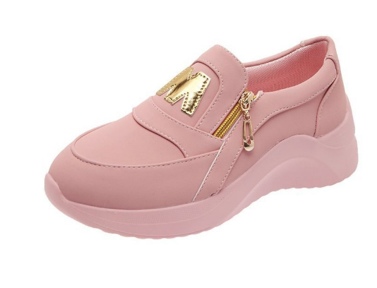 Qengg New Women Sneakers Slip on Zipper Thick Bottom Solid Color Vulcanized Shoes Casual Wedge Walking Flats Zapatillas De Mujer