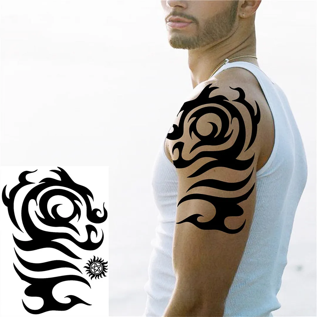 3D Lion Tiger Temporary Tattoos For Men Women Adult Black Wolf Tattoo Sticker Realistic Fake Bear Mountain Disposable Tatoo Body