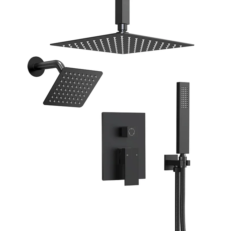 EVERSTEIN 10" Dual Shower Head System with Handheld in Matte Black