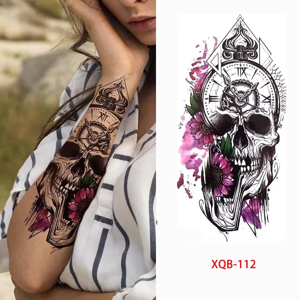 Sdrawing Forest Wolf Tattoo Sticker For Men Tiger Skull Skeleton King Animal Fake Tattoo for Women Tattoo Temporary Waterproof
