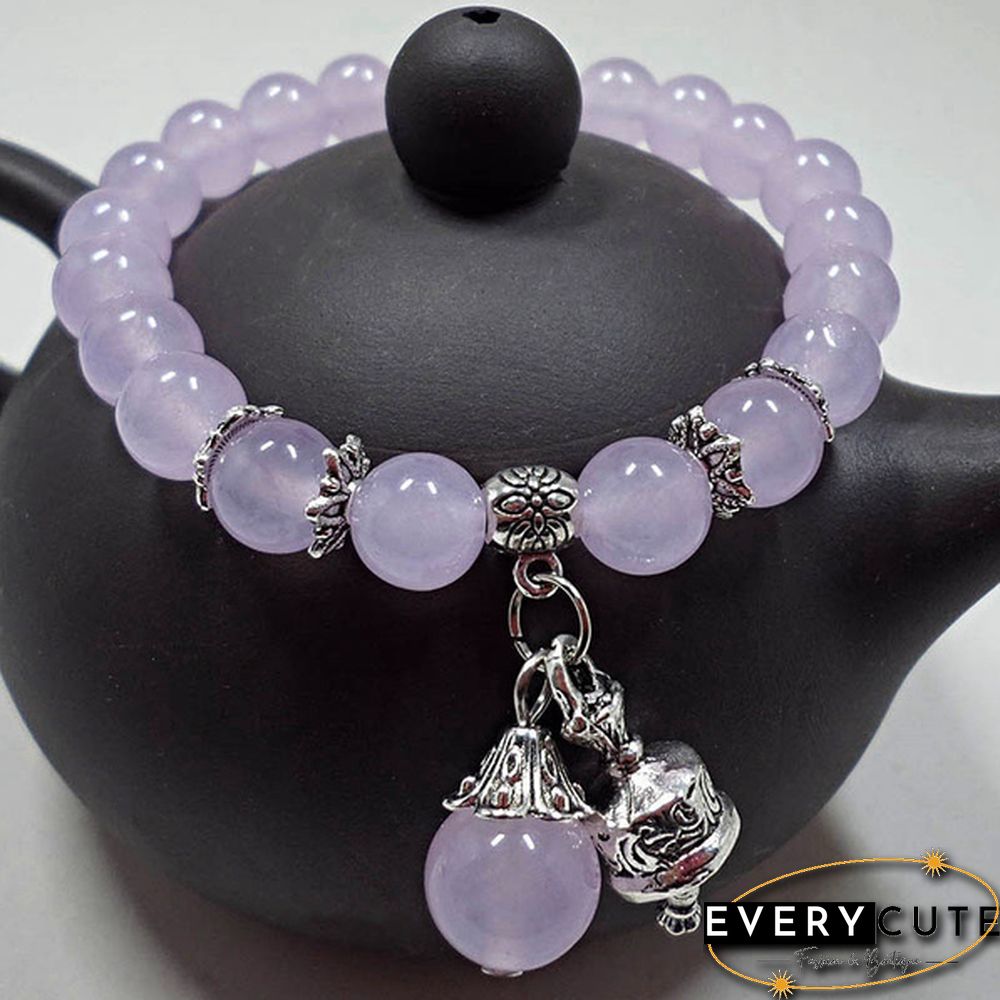 Natural Crystal Bracelets Chalcedony Stone Bracelet Women Ethnic Style Ladies Fashion Handmade Beaded Hand Jewelry