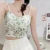 Crop Top Floral Camisoles Strap Tank Tops for Women Tube Top with Chest Pad Sexy Sweet Camisole GA