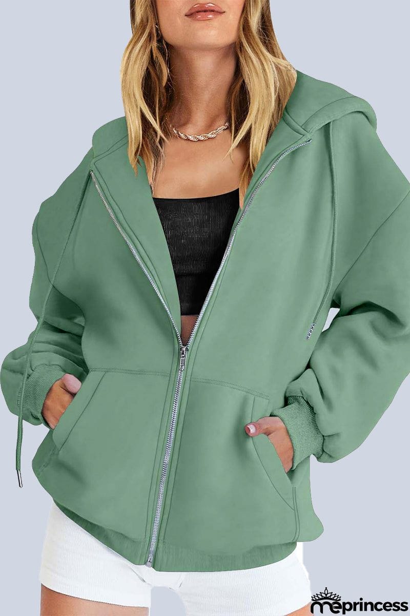 Casual Sportswear Solid Pocket Hooded Collar Outerwear