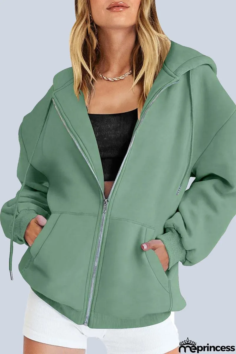 Casual Sportswear Solid Pocket Hooded Collar Outerwear