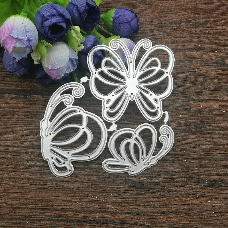 Three Butterfly lace card Metal Cutting Dies Stencils For DIY Scrapbooking Decorative Embossing Handcraft Die Cutting Template