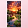 (Big Size)Landscape At Sunset - 11CT Stamped Cross Stitch - 40*70cm - Natural