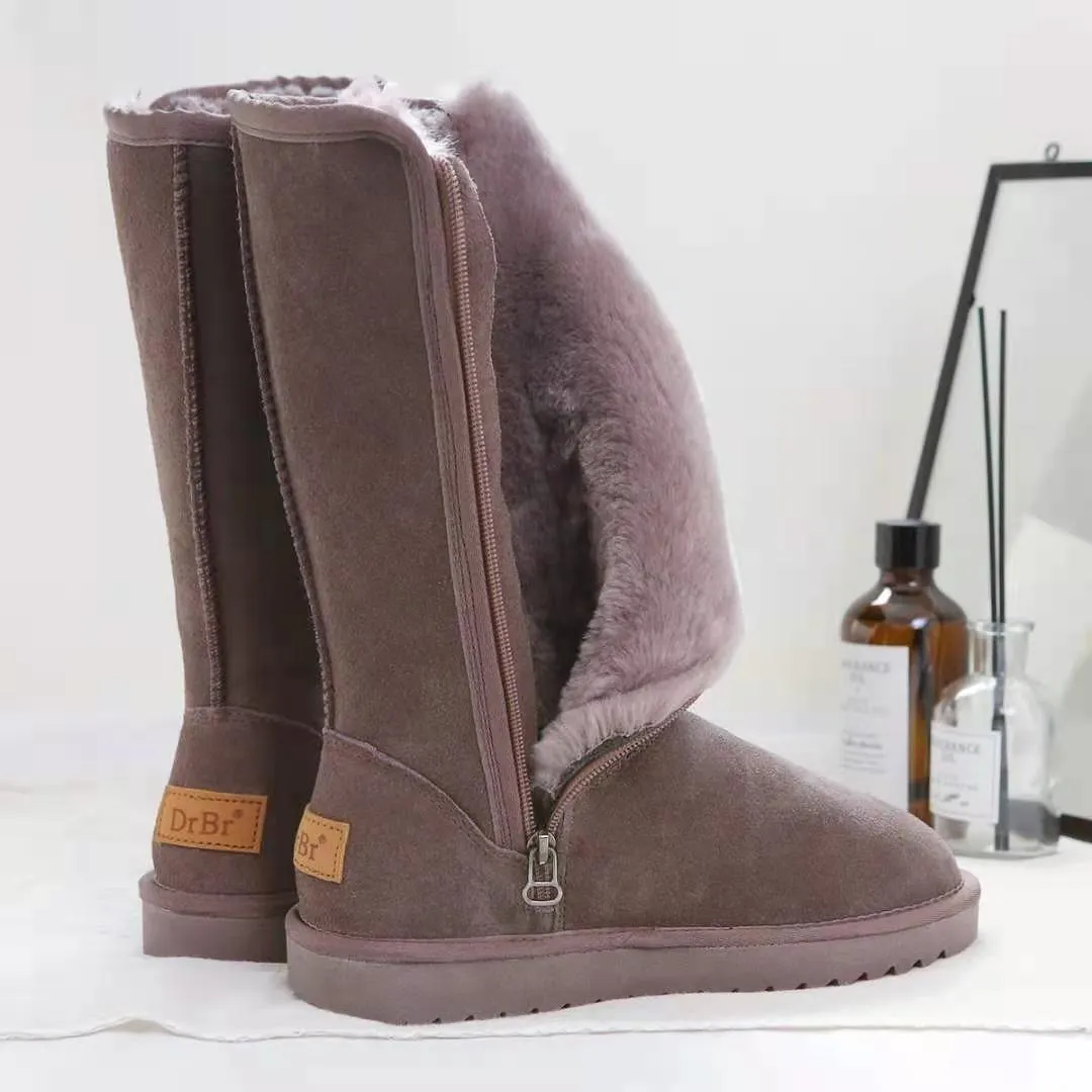 2021 Suede Leather Women Shoes Warm Ladies Snow Boots Winter Plush Fluffy Anti-cold Boots Thick Bottom Zipper Causal Botas Mujer