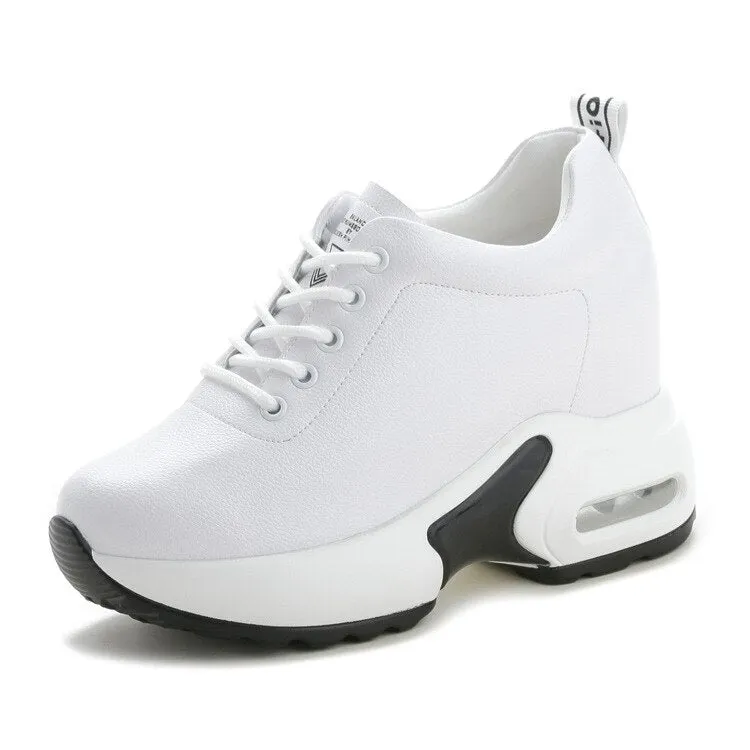 Fujin Wedge Heel Platform Dad Shoes Chunky Sneakers Air Mesh Breathable Women Sneakers Pumps Summer Shoes Soft Leather Shoes