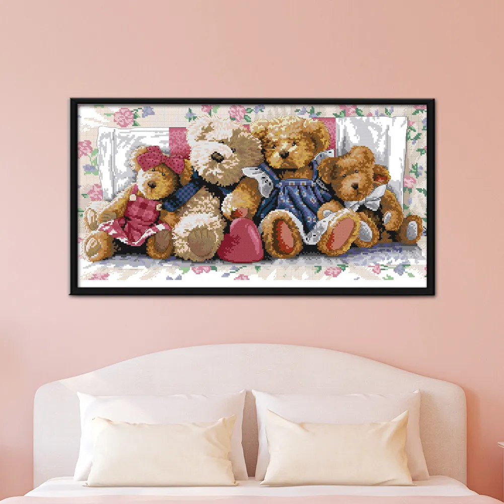 14ct Stamped Cross Stitch - Little Bear Family(54*31cm)