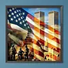 Diamond Painting -DIY Round Drill Twin Towers Under The National Flag(40*40CM)