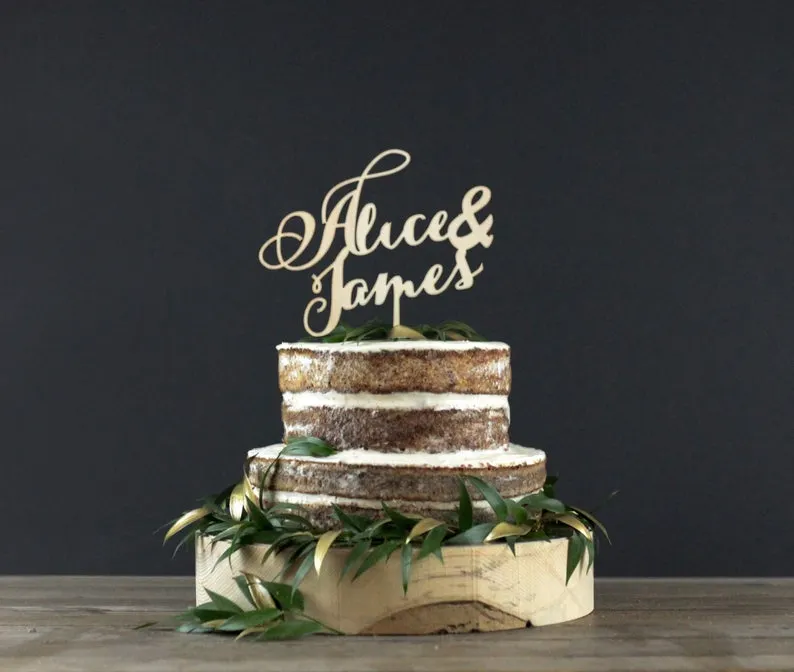 Personalized Cake Topper Decoration For Happy Birthday Party Cake Topper Decor DIY Wood Wedding Cake Mr& Mrs Decorations 515