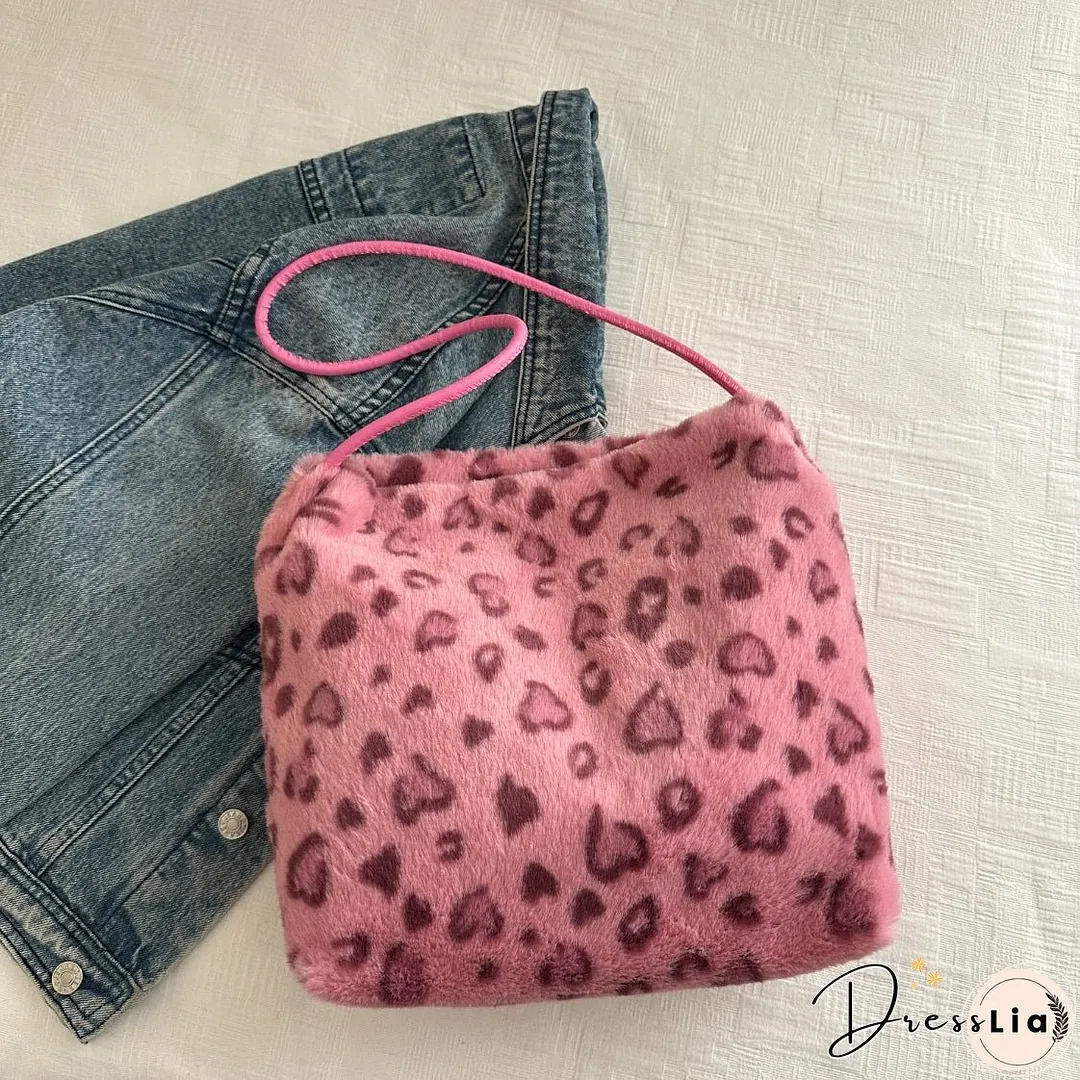 Leopard Furry Shoulder Bag