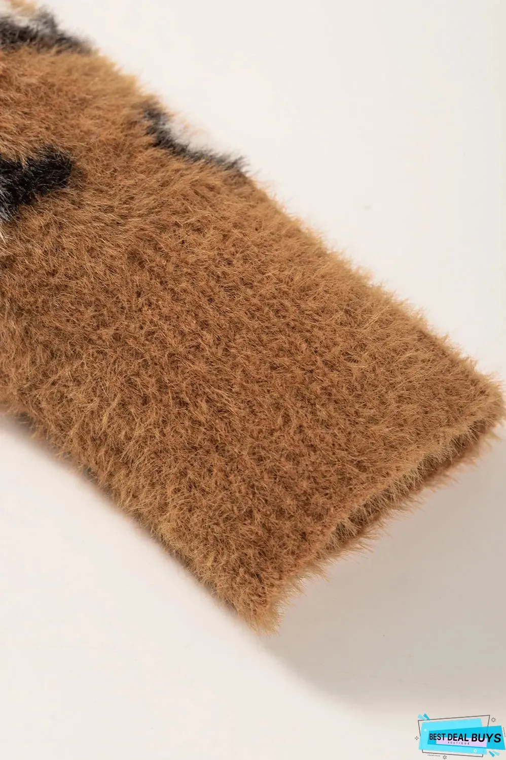 Brown Leopard Print Fur Cardigan