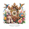 (US Local)Acrylic Special Shape Flower Bird Diamond Painting Clock Ornaments Kit