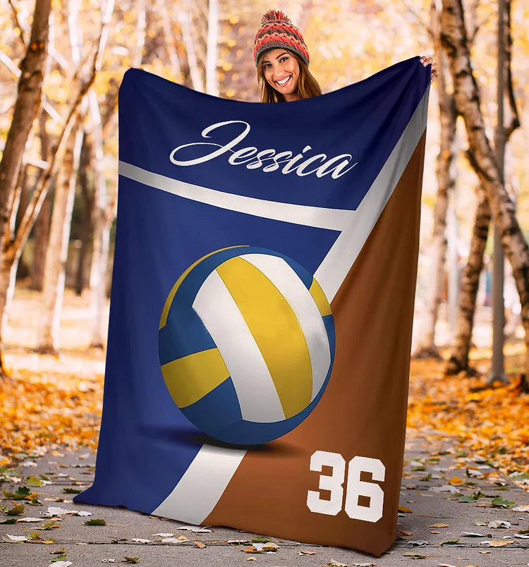 Personalized Volleyball Blanket, Volleyball Girl Sherpa Fleece Blanket | BKKid510
