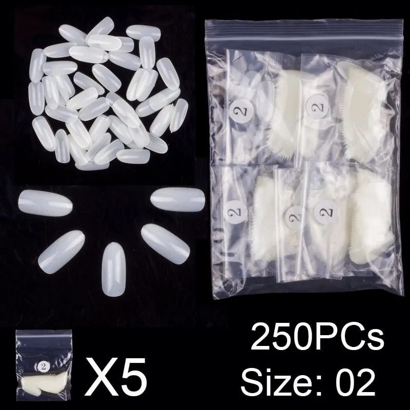 250 PCS Same Size Fake Nails Oval Shape False Nail Tips For Drawing Nail Design Acrylic Full Nails Art Size 0 1 2 3 4 Available-Nail Inspo