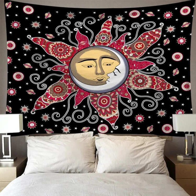 Hippie Void Sugar Skull Tapestry Mandala Wall Hanging Ouija Carpet Psychedelic Tapestry Yoga Boho Decor Blanket Wall Cloth