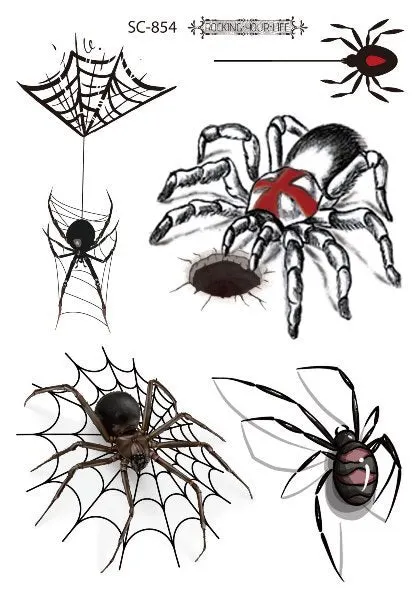 12 Kinds Big 3D Spider Tattoo Waterproof Halloween Temporary Body Art Sticker Disposable Make Up Scary tatouage temporaire