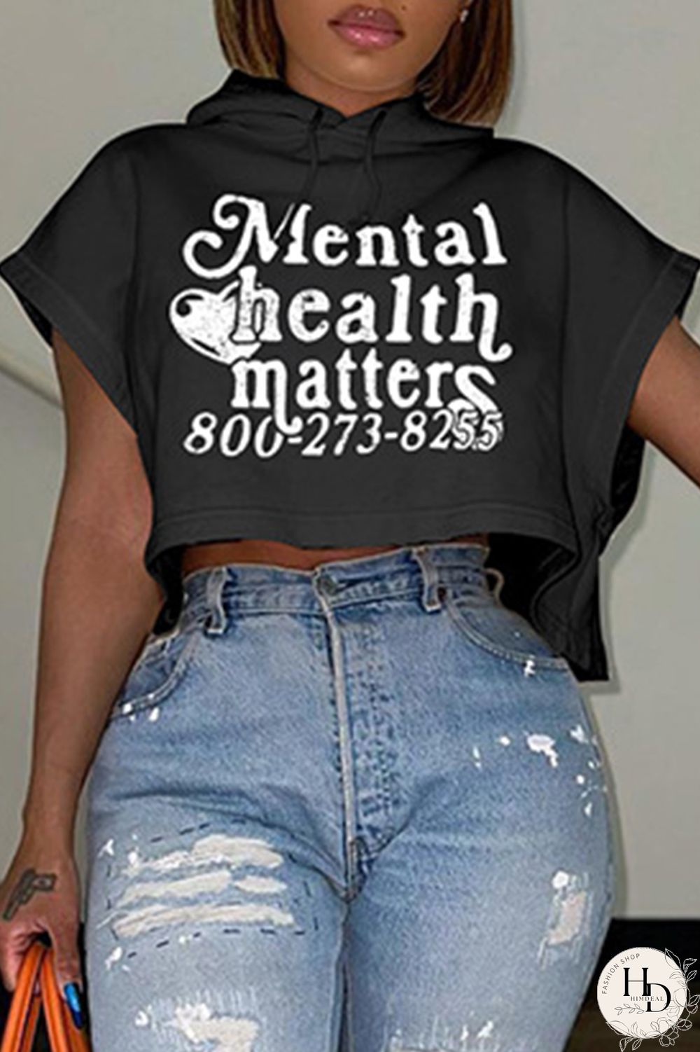 White Casual Letter Print Basic Hooded Collar T-Shirts